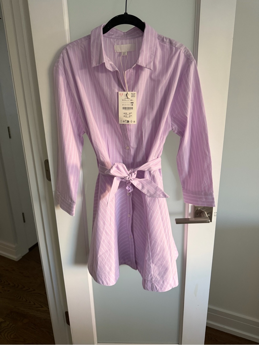 Zara Girls Lavender Pink Striped Shirt Dress